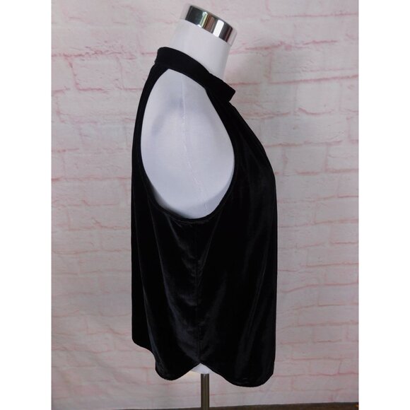 LOFT Black Velvet Halter Top M Sleeveless High Neck Blouse NWT Holiday - Picture 9 of 13